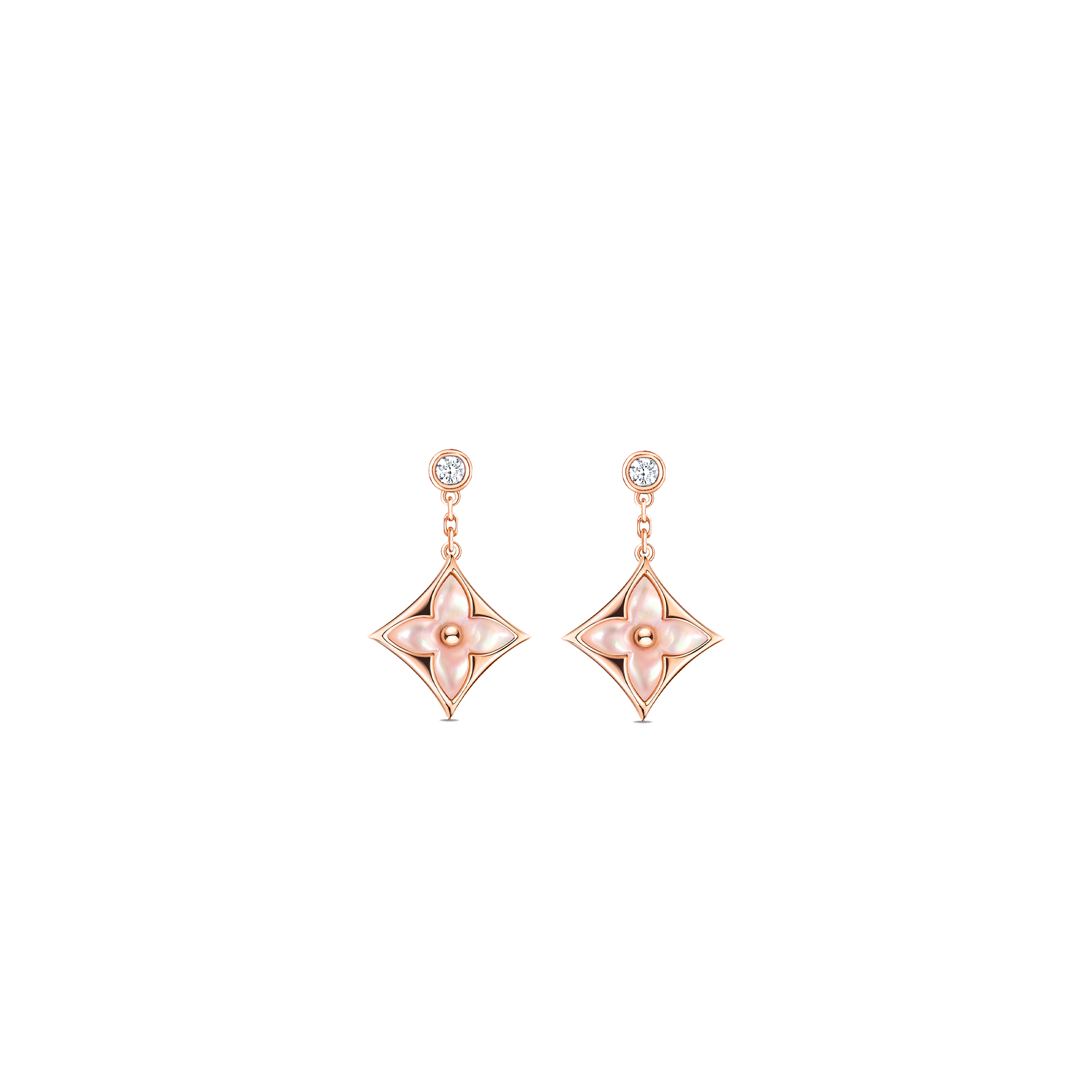 l**is v*t*n color blossom bb star rose gold, pink mother-of-pearl and Di*m*nd earrings q96667